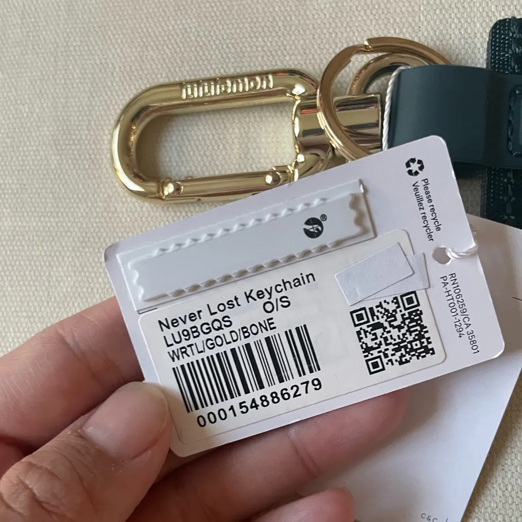Lululemon Never Lost Keychain *Word Mark* - Warp Teal/Gold - Image 7