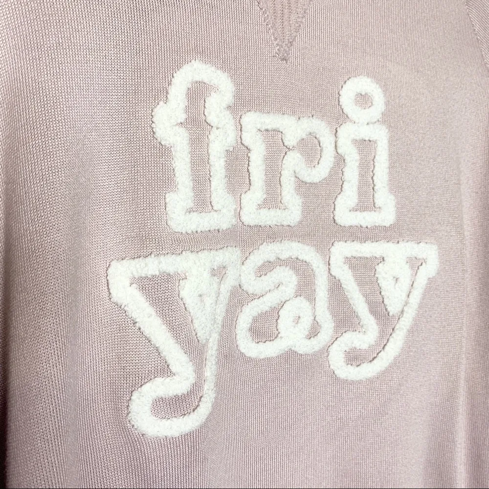 NWT Blush Pink “Fri Yay” Long Sleeve Lounge Sleep Pajama Top Size Medium - Image 2
