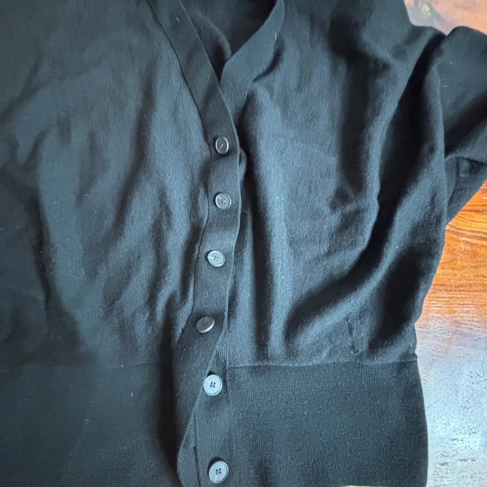 COS Black Wool Button Front Cardigan Sweater Dolman Sleeve Women's M - Image 2