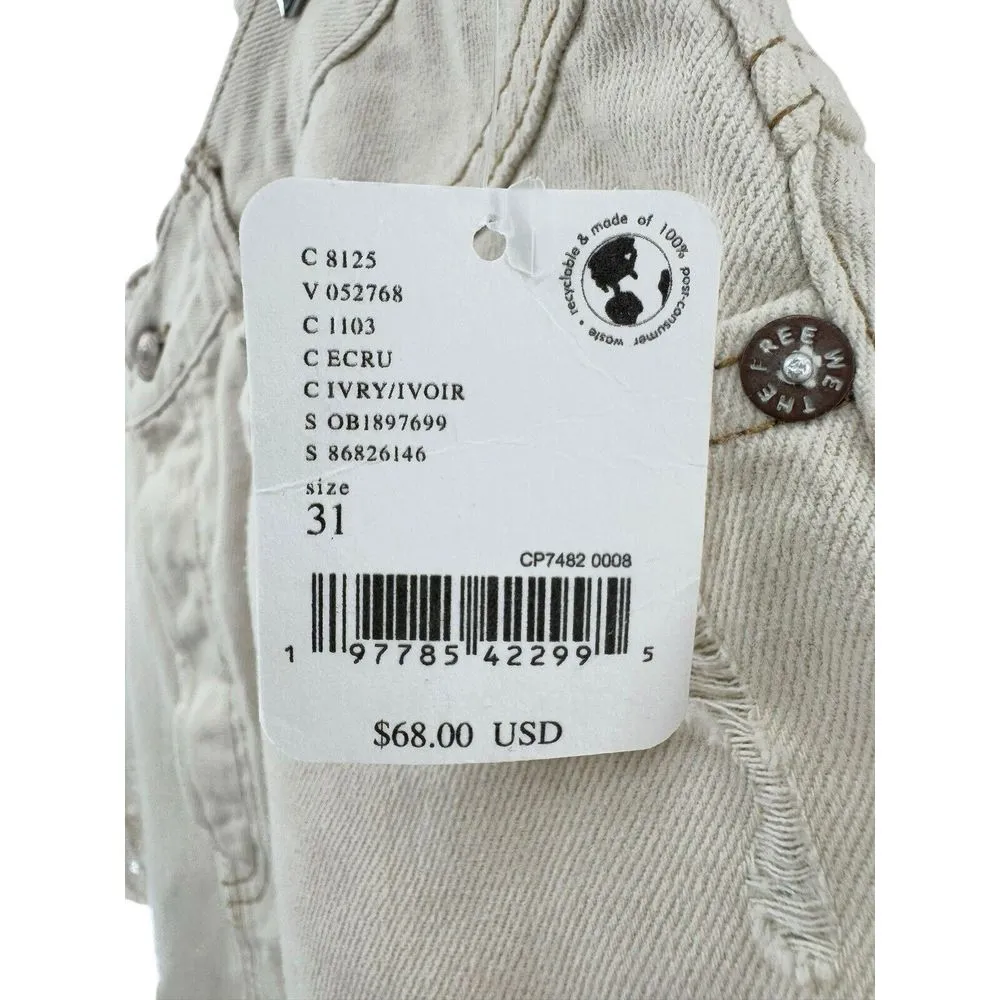 WE THE FREE Now Or Never Denim Shorts Women's‎ Size 31 Ivory NEW Distressed - Image 2