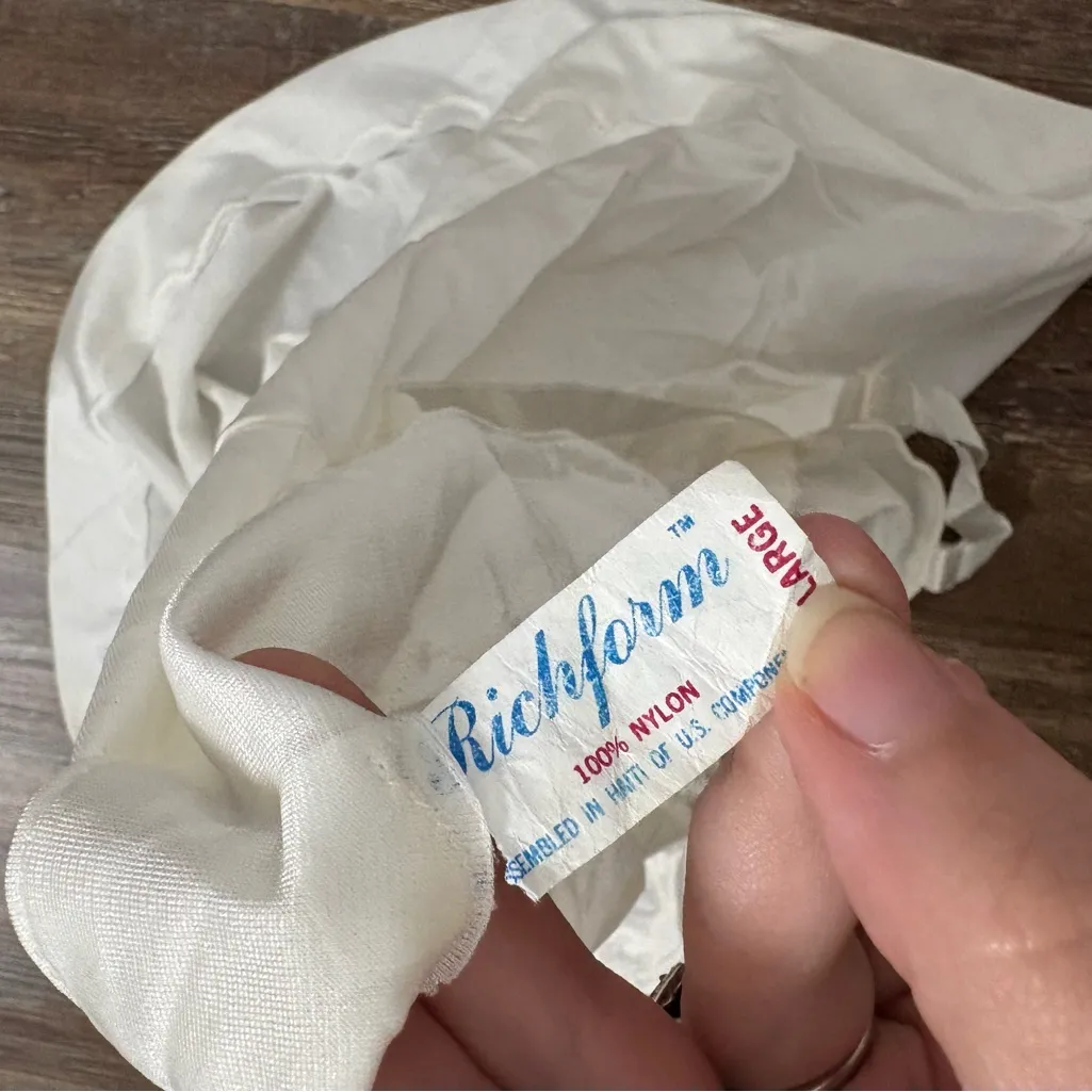 Richform Vintage White Floral Lace Nylon Slip Cami Large Coquette Babydoll Cute - Image 7