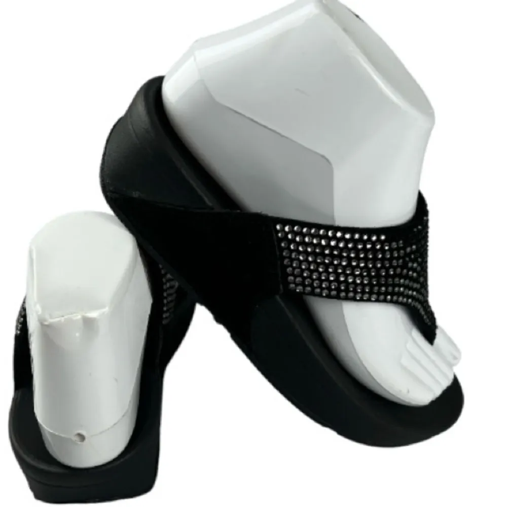 Fitflop Flare Rhinestone thong Comfort Wedge Slip On Sandals Size 6 - Image 4