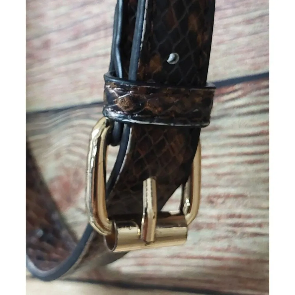 ALDO Brown & Gold Snakeskin Print Faux Leather Backpack Adjustable Straps - Image 7