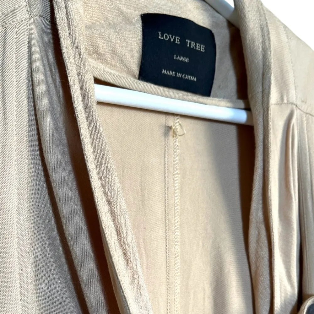 LOVE TREE | Beige Moto Minimalist Casual Chic Button Wrap Jacket Size L - Image 4