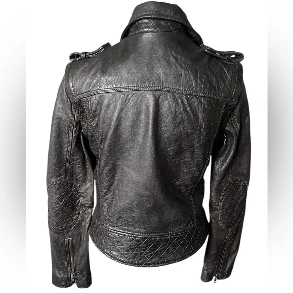 Zadig & Voltaire Black Leather convertible Biker Jacket - Image 8