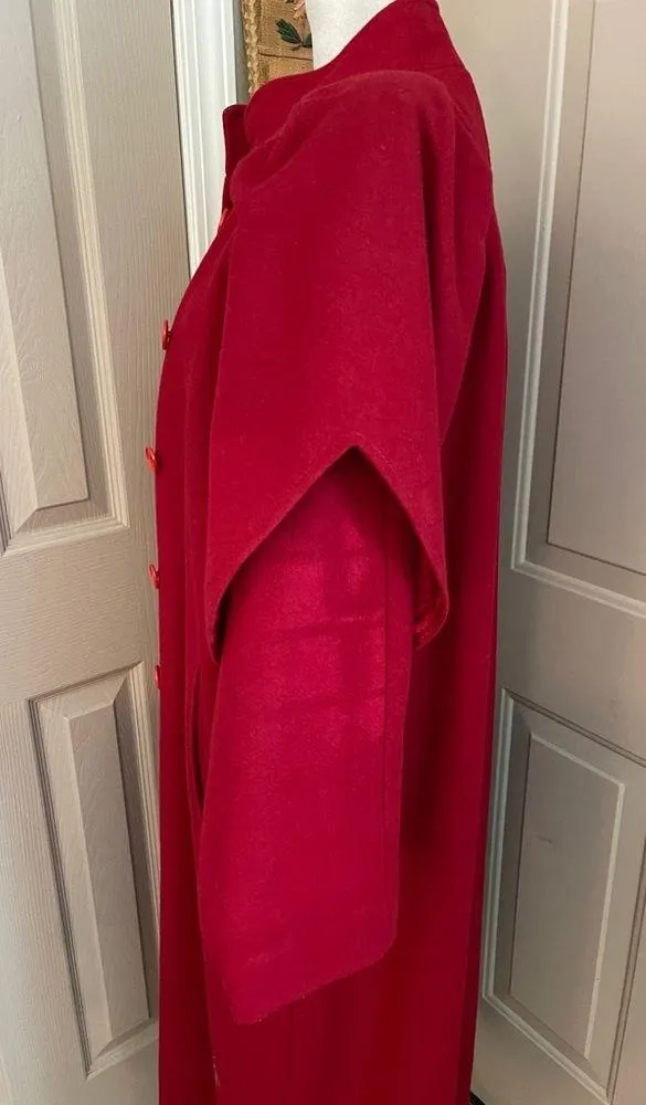 Bryant Park vintage 80s red wool dress trench coat with caplet sleeves Size 14. - Image 4
