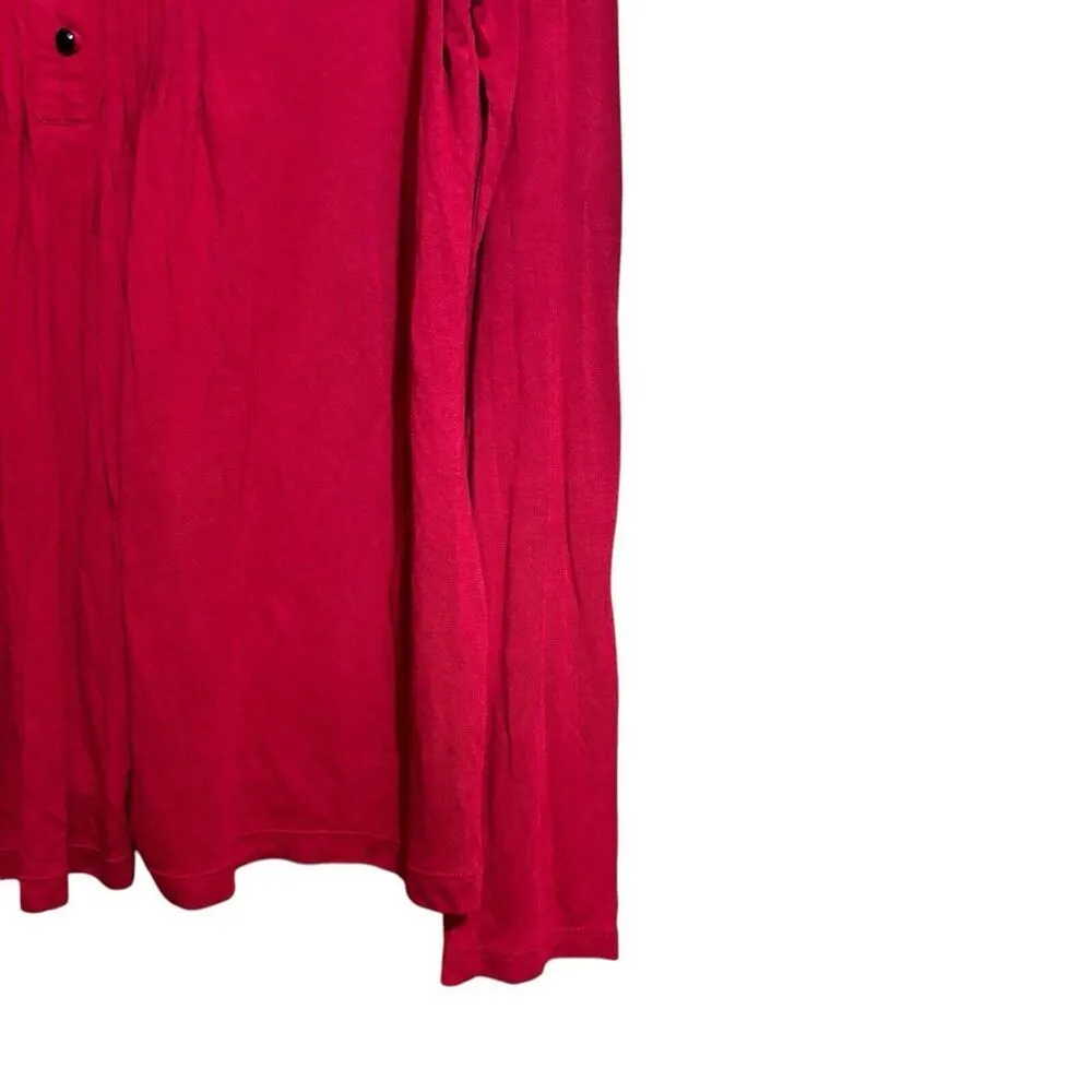 Lauren Ralph Lauren Tunic Top Womens Large Red Stretch Pintucked Long Blouse - Image 5