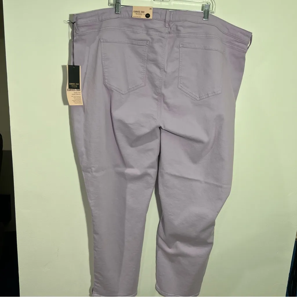 NYDJ Curves 360 Slim Straight Ankle‎ Side Slits In Lilac Petal Size 28 - Image 5