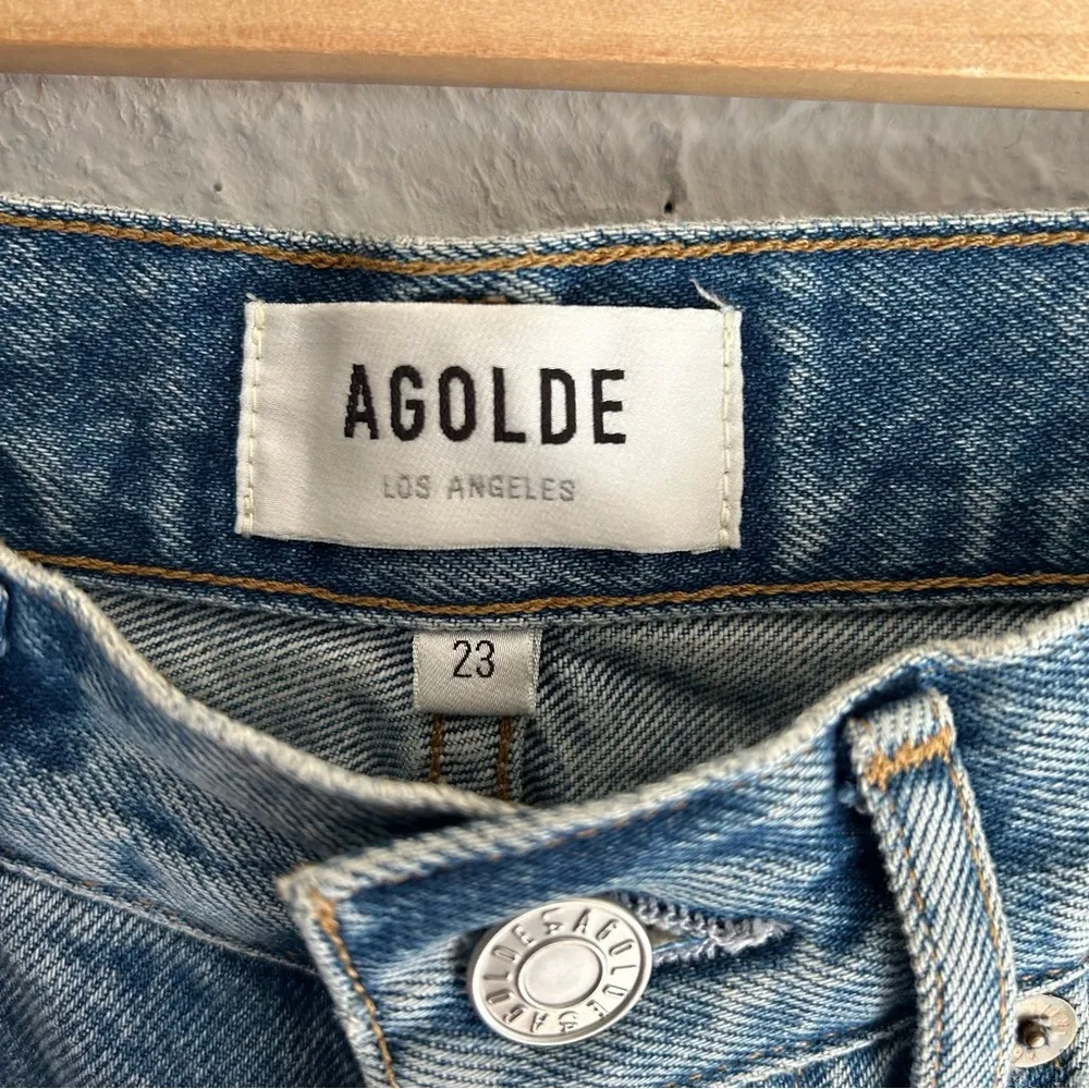 Agolde Riley High-Rise Straight Cropped Jeans Haven Wash Sz 23 - Image 3
