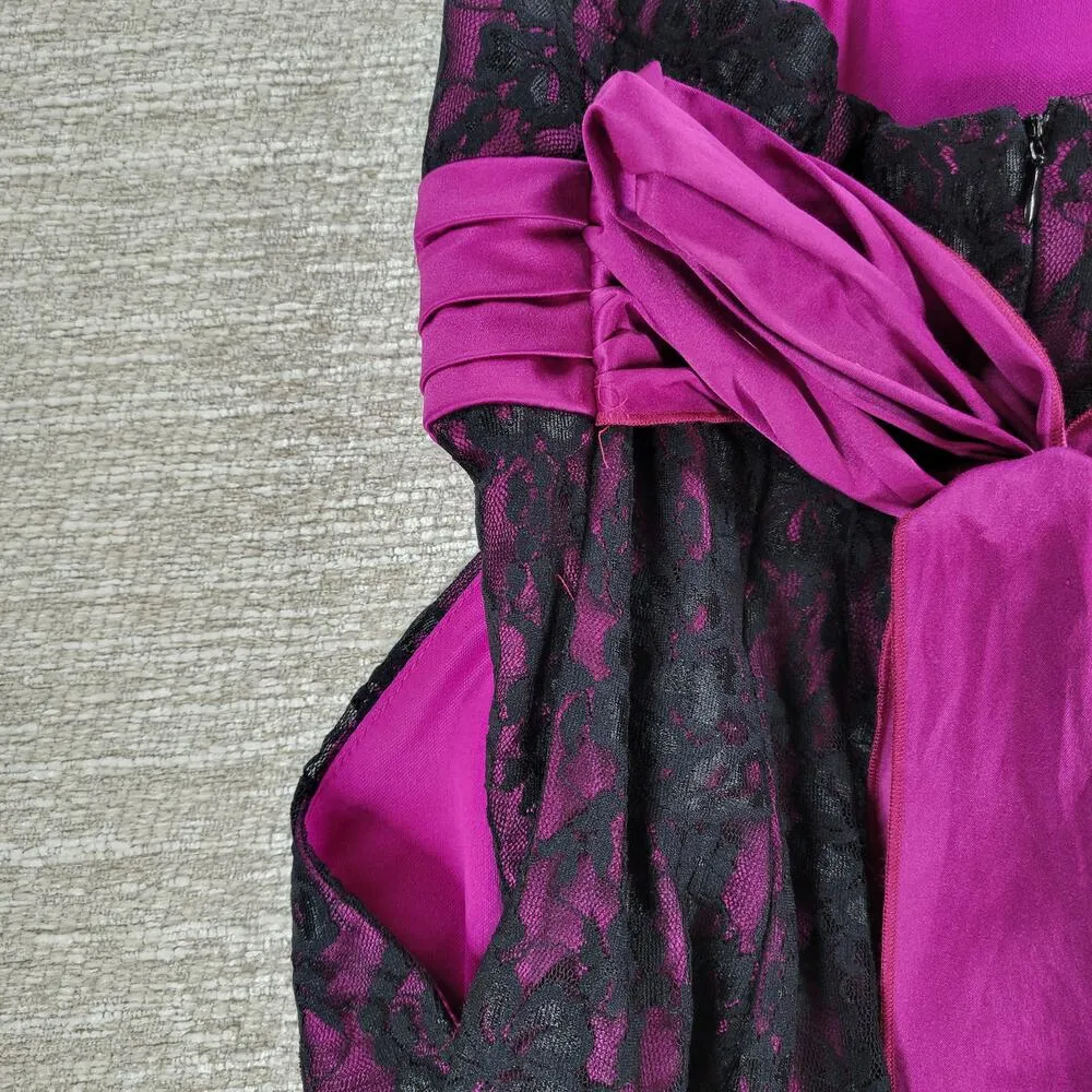 Sequin Hearts Lace Mini Prom Dress Womens 5 Purple Sash Strapless Cocktail Party - Image 4