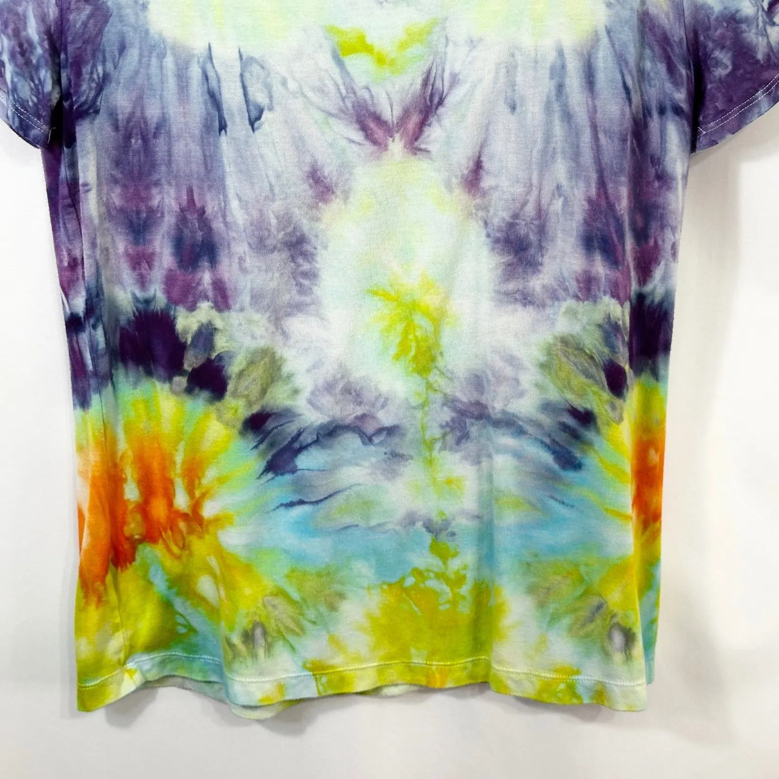 Nine‎ West Small Top Handmade Tie Dye Tie Dye Green Purple Orange Boho 268 - Image 9