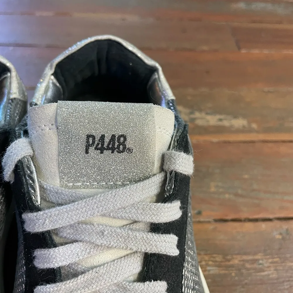 P448 Thea Fujy Black & Silver You Can Surf Later Sneaker - Sz 38 (US 7.5-8) 🧡🎀 - Image 6