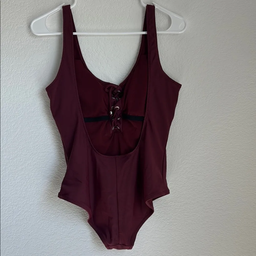 Moschino Red One Piece Swimsuit with Lace-Up Detail - Image 4