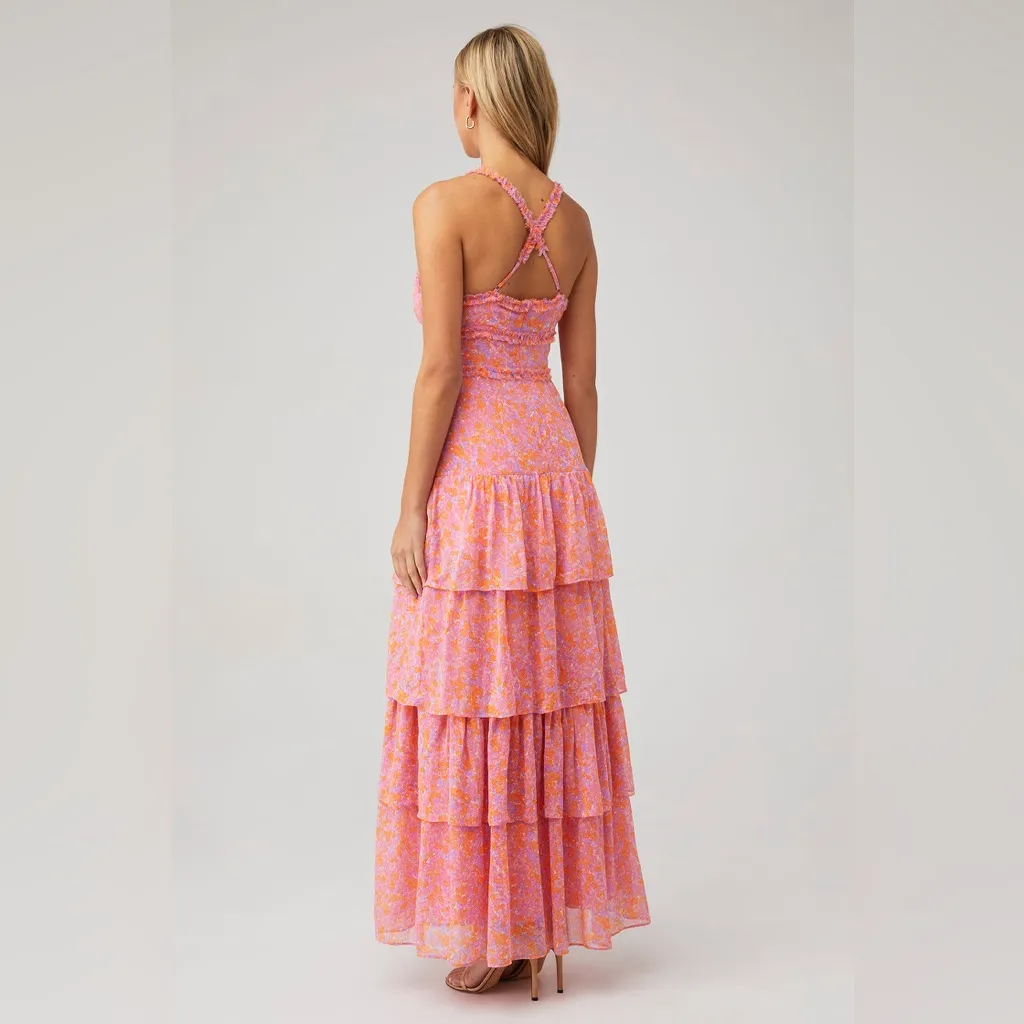 LIKELY‎ Athena Tiered Maxi Dress Pink and Purple Size 8 - Image 3