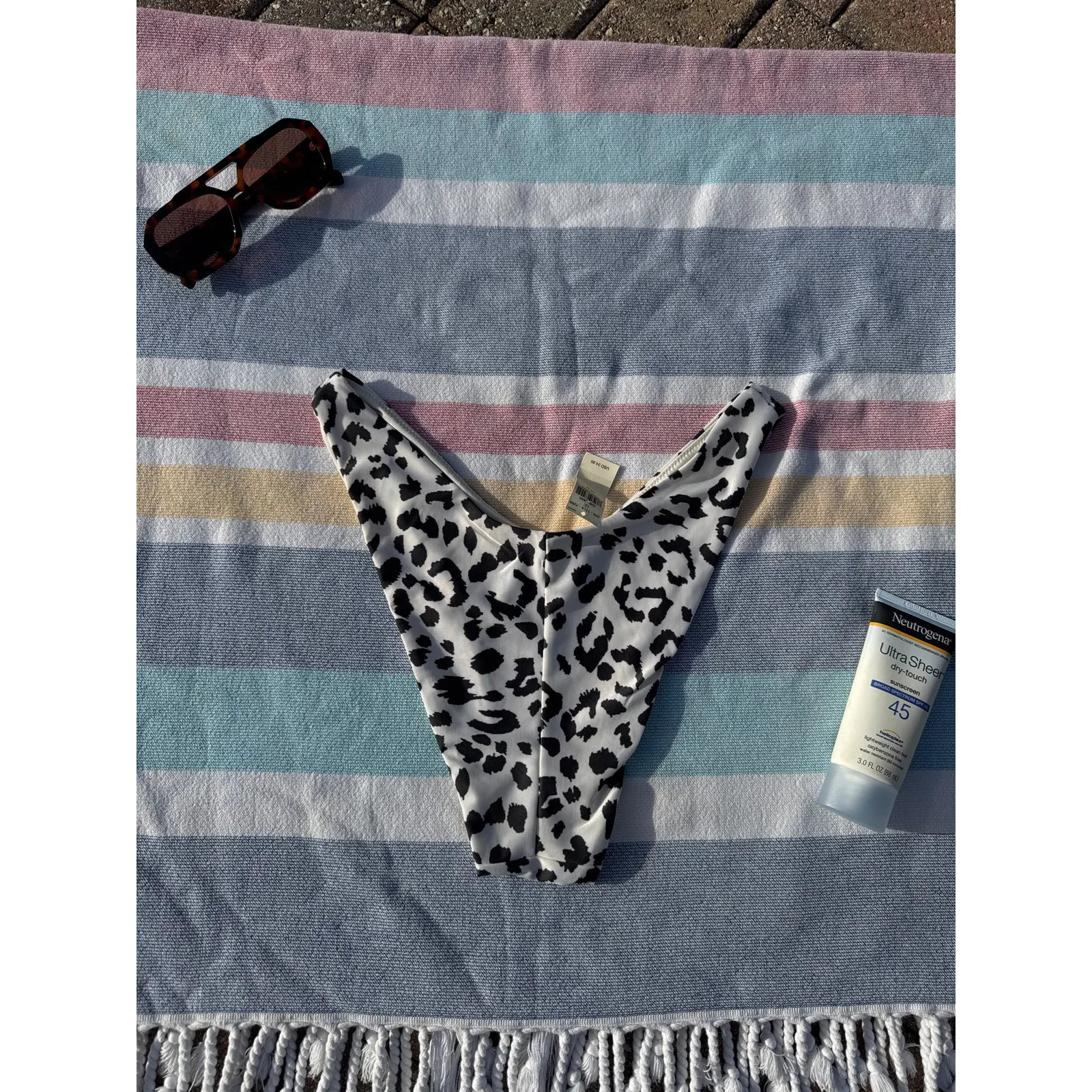 Aerie Cheekier Bikini Bottom Leopard Print Swimwear Size M NWT High Leg Trendy - Image 4