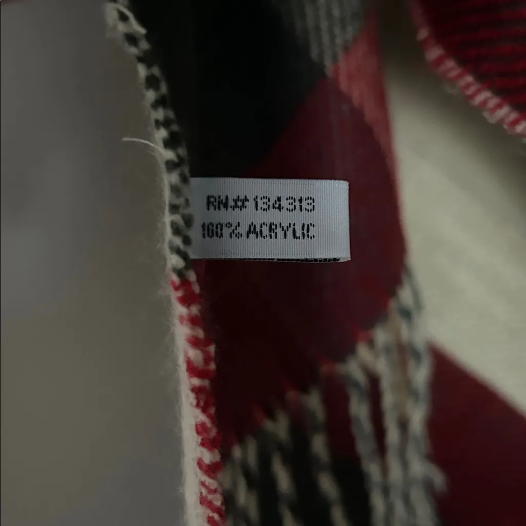 Hayden Los Angeles Plaid Fringe Poncho Wrap Scarf – Red & Cream Tartan, One Size - Image 6