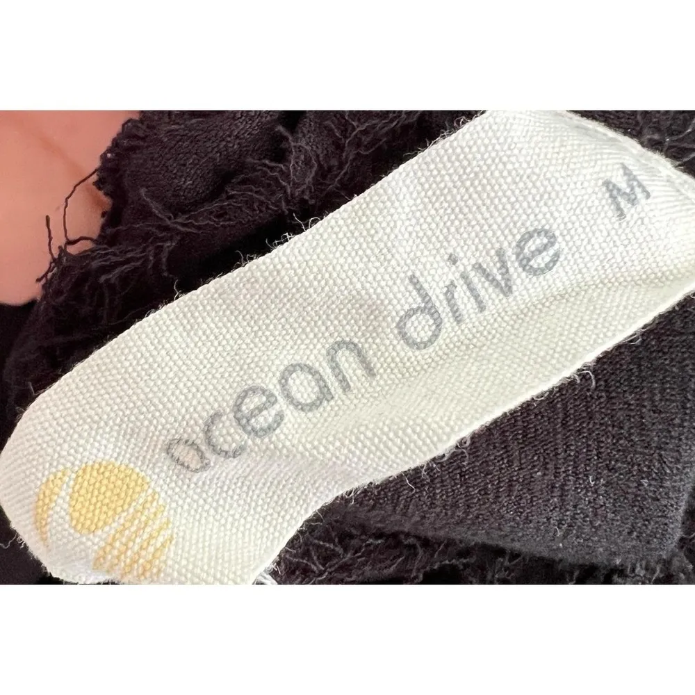 Ocean Drive  Halter Open Back Dress Black Ruffled Hem Boho Bohemian Mini Medium - Image 11