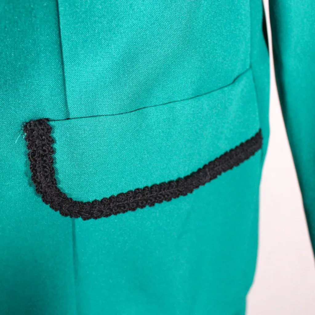 Vintage 1990s Teal & Black Power Skirt Suit Size 14 Nikki Brand Green - Image 6