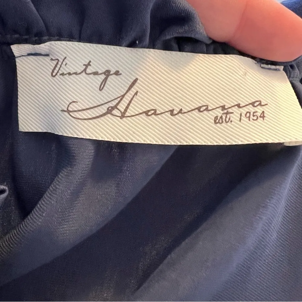 Vintage Havana Cold Shoulder Ruffle Blouse Navy Blue - Image 11