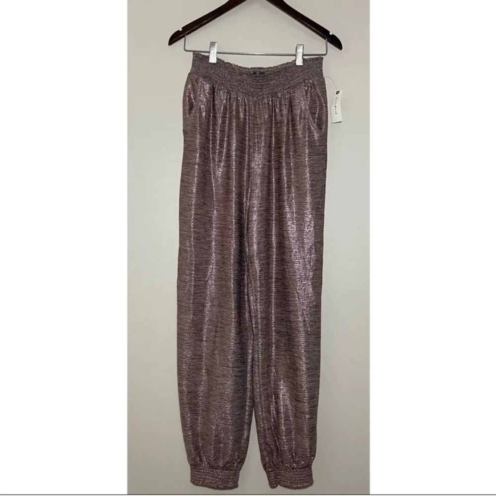 NWT Anthropologie Rose Pink Metallic Jogger - Image 2