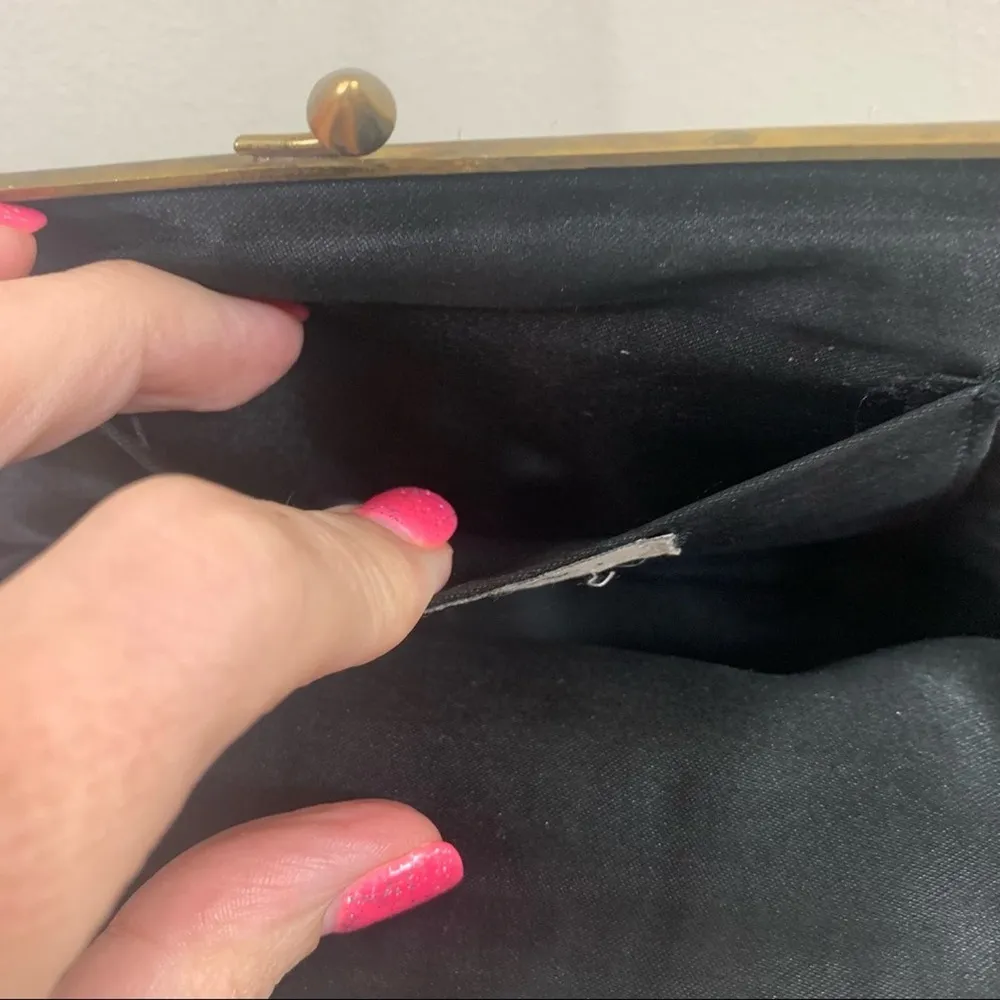 Monya Floral Beaded Black/Red/Gold Clutch - Image 6