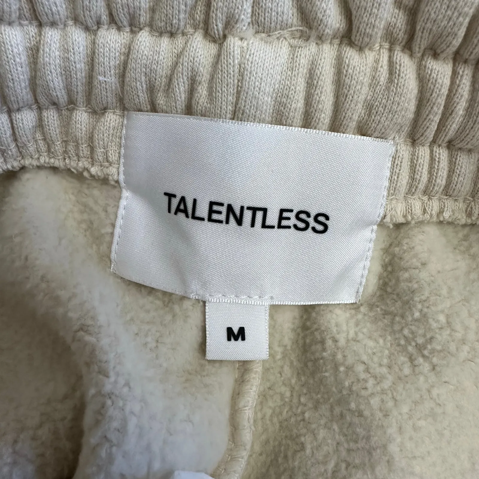 Talentless 100% Cotton Fleece Lounge Shorts Women’s Medium Cream Off White - Image 2