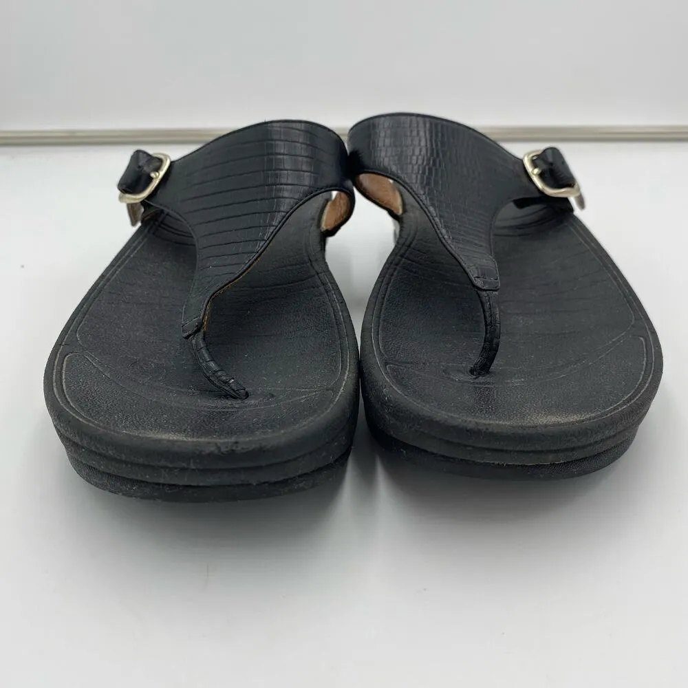 FitFlop Women's Black Leather Slip-On Flip-Flop Sandals Size 8 #350-001 - Image 6