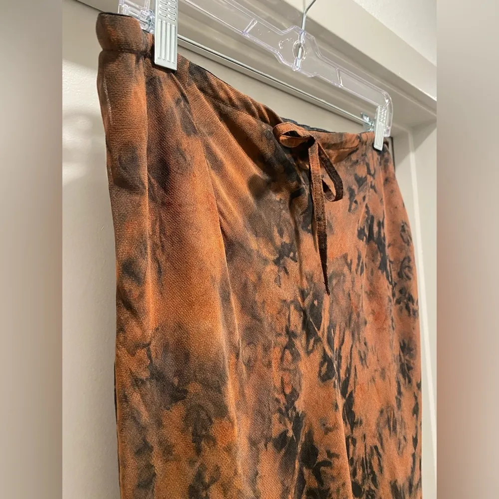 Double Zero ZERO ZERO Y2K Black & Rust Tie Dye Midi Skirt With Ruffle Hemline - S - Image 11