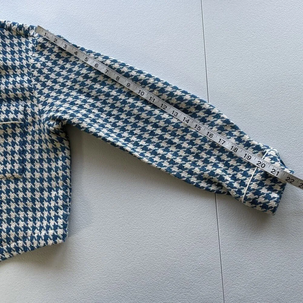 Anthropologie Dolan Left Coast Cropped Jacket Women XS Blue Houndstooth Print - Image 16