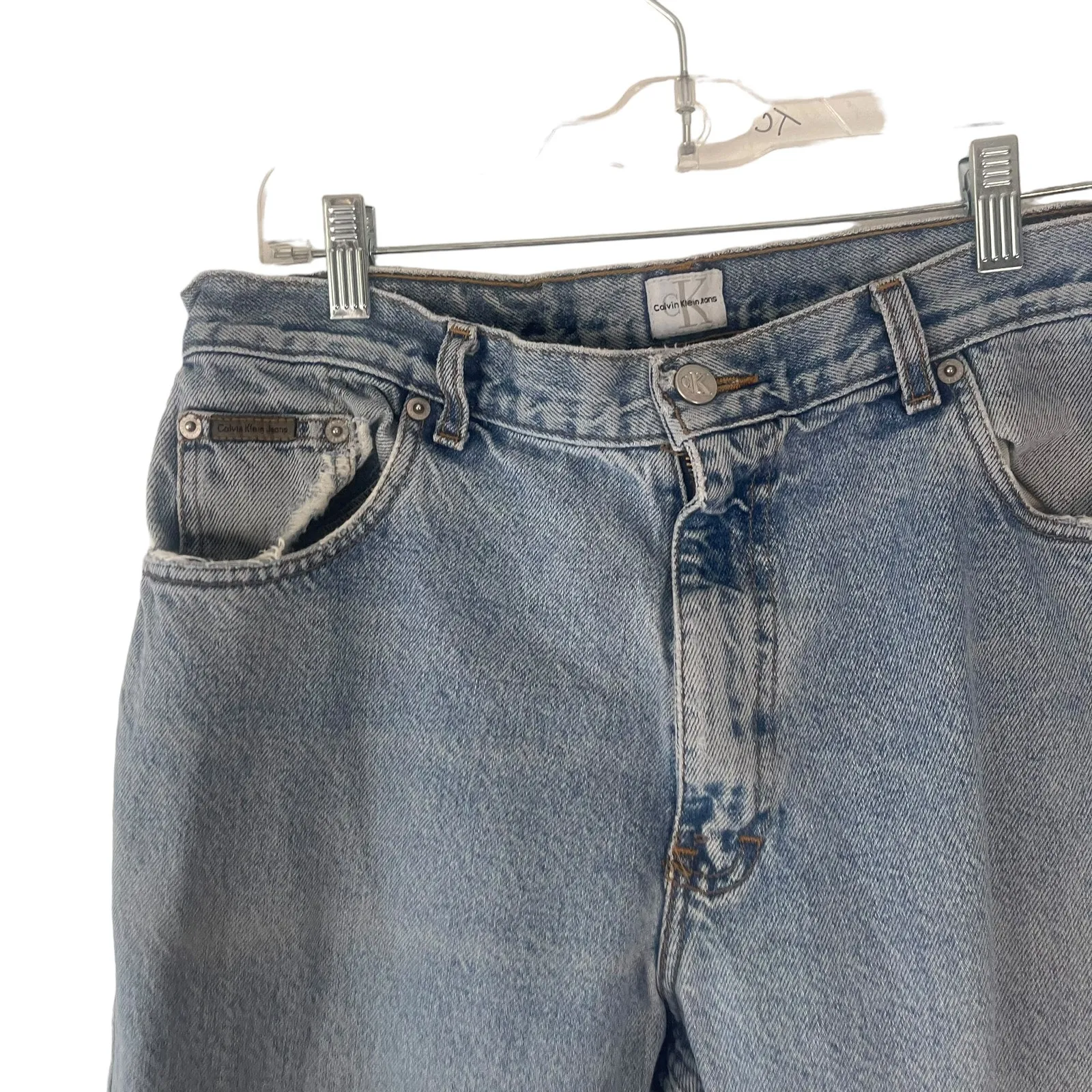 CK‎ Calvin Klein Vintage 90s Women's Plus Size 34 Baggy Light Wash Mom Jeans Blue - Image 4