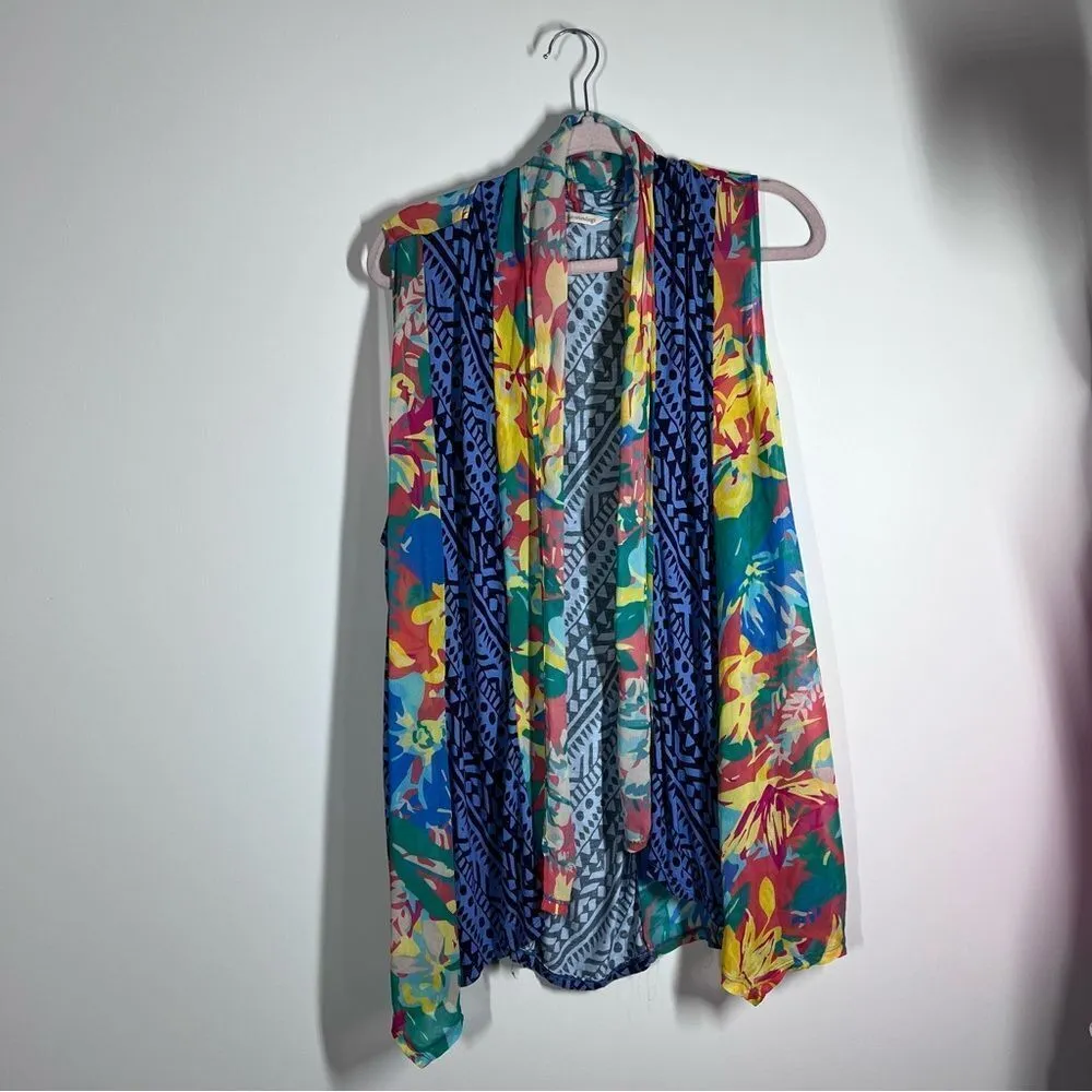 Soft‎ surroundings art to wear boho colorful open front sleeveless vest ONESIZE - Image 2