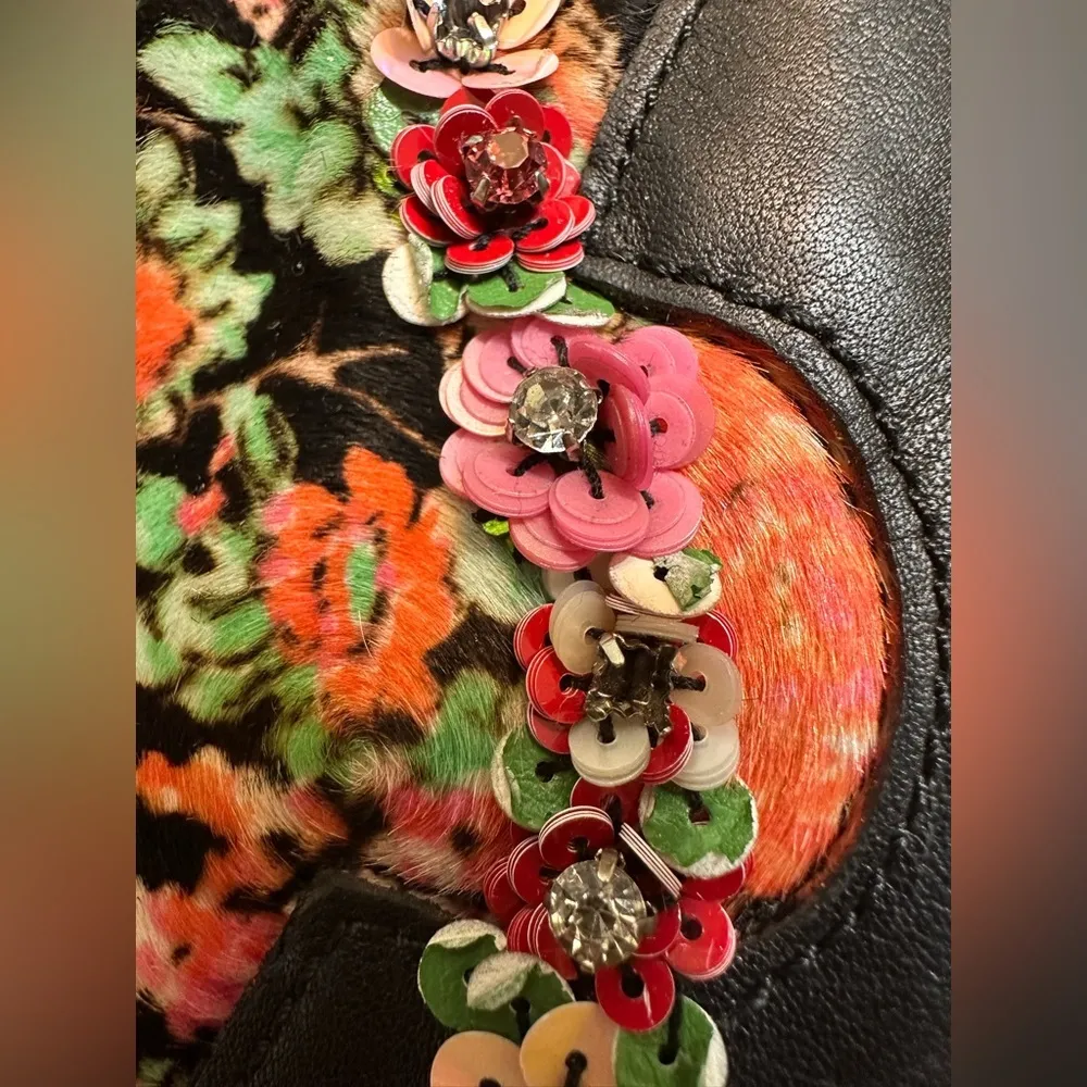 Coach High Top Pointed Toe Floral Sneaker All Leather - Image 7