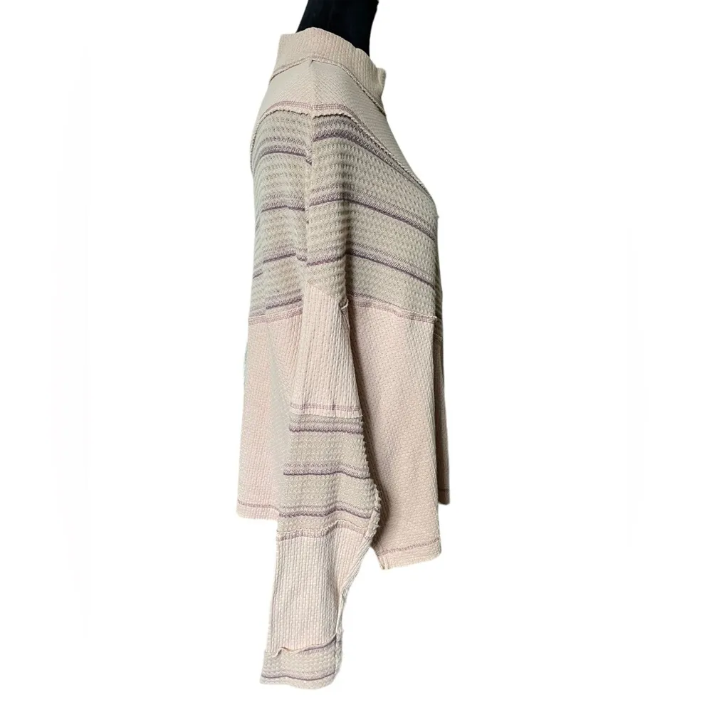 Miss Me Salmon Pink Purple Boho Hippie Retro Chevron Long Sleeve Mock Neck Top - Image 6