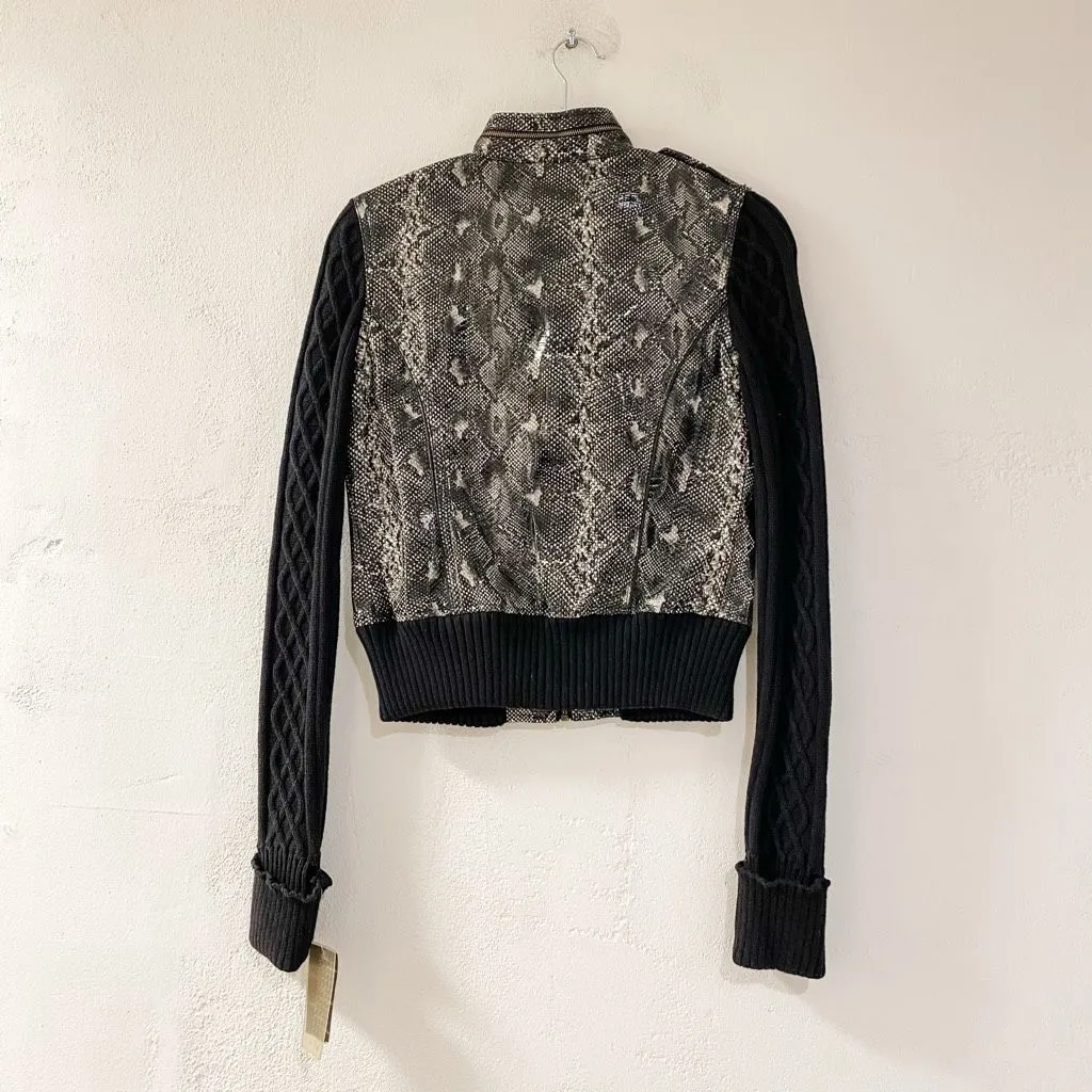 NEW Vintage Coogi Faux Snakeskin Sweater Jacket in Black White Small - Image 2