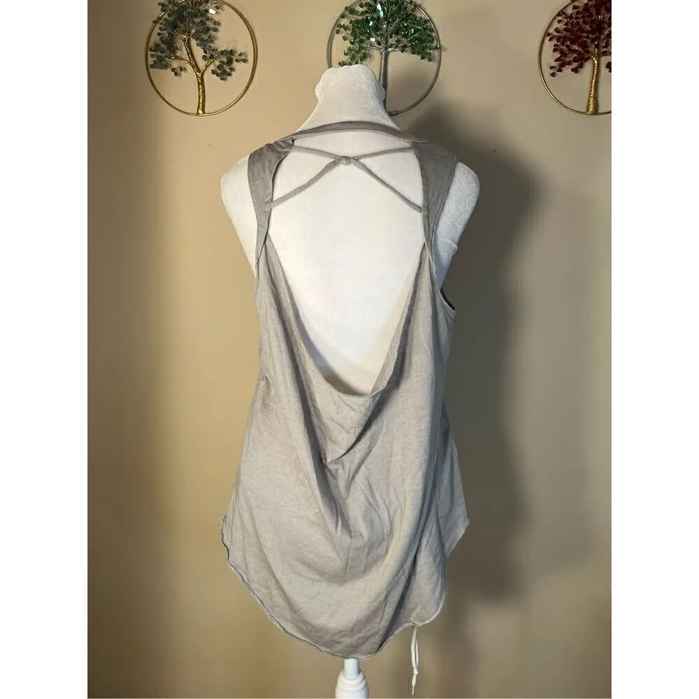 NWT! Chaser Gray Strappy Cut Out Cowl Back Tank Top Medium - Image 2