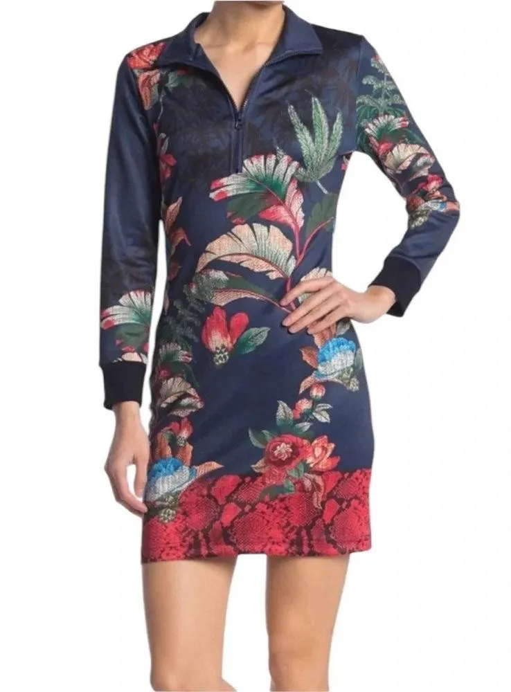 Pam & Gela Bye Birdie Zip Front Floral Mini Track Dress Size S NWT - Image 13