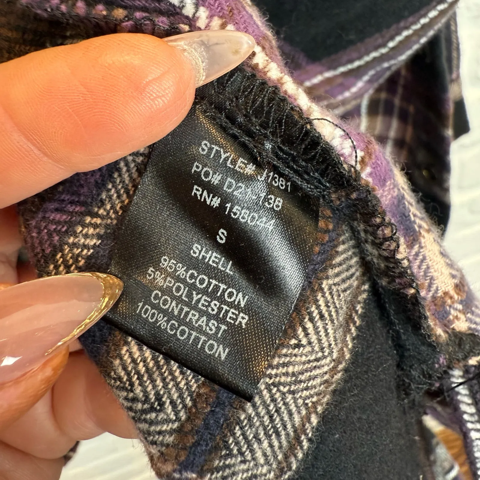 Lena Oversized High Low Purple Black Brown Snap Button Flannel - Image 8