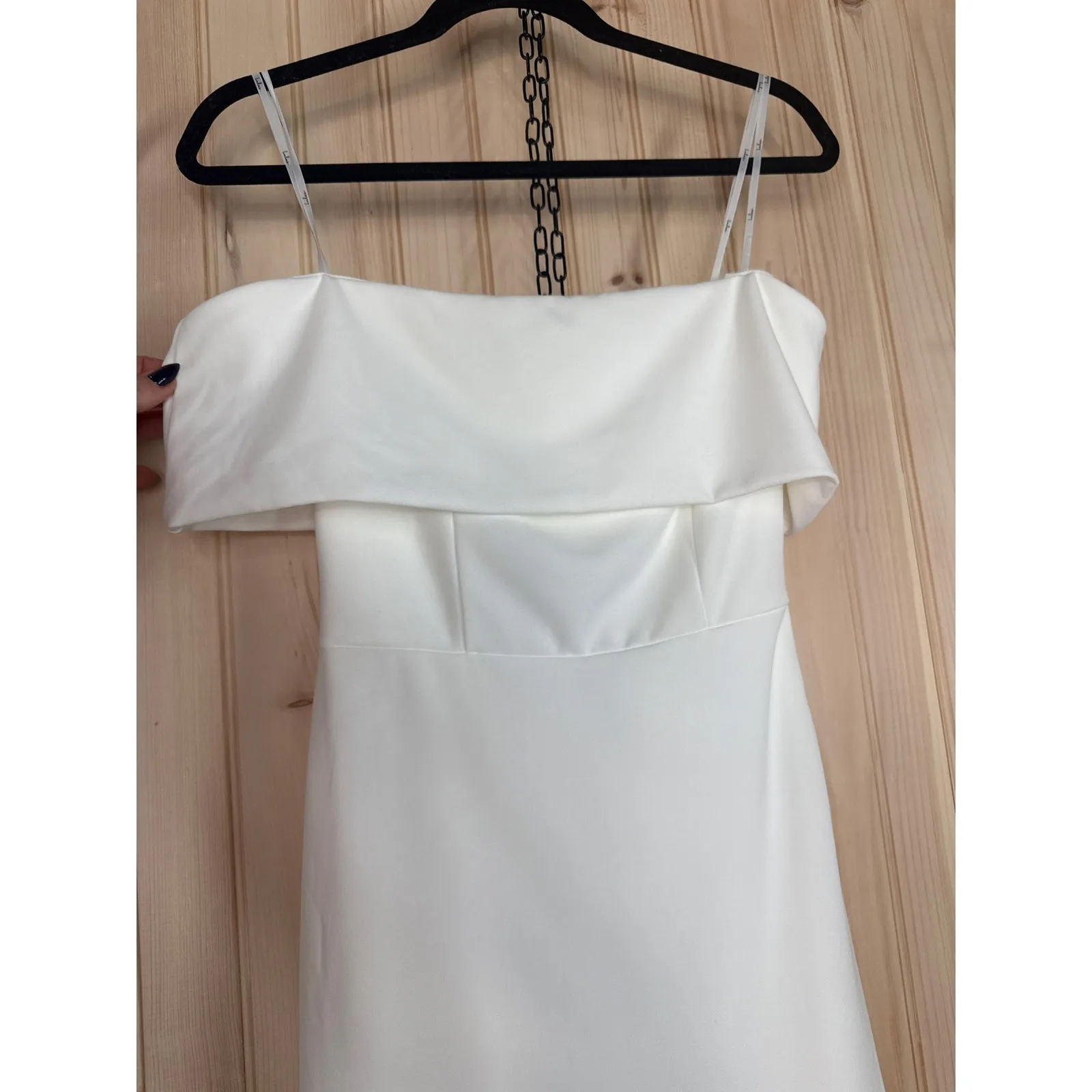 NWT Lulus Exceptional Romance White Off-the-Shoulder Mermaid Maxi Dress Bride L - Image 4