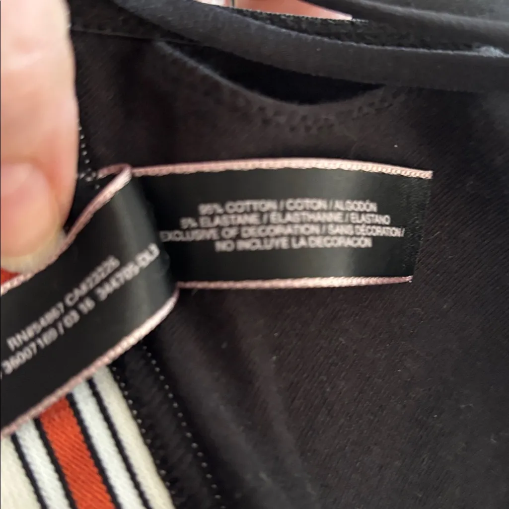 VS Victoria’s Secret Wireless Triangle Cotton Strappy Bra M Padded Black Striped - Image 6