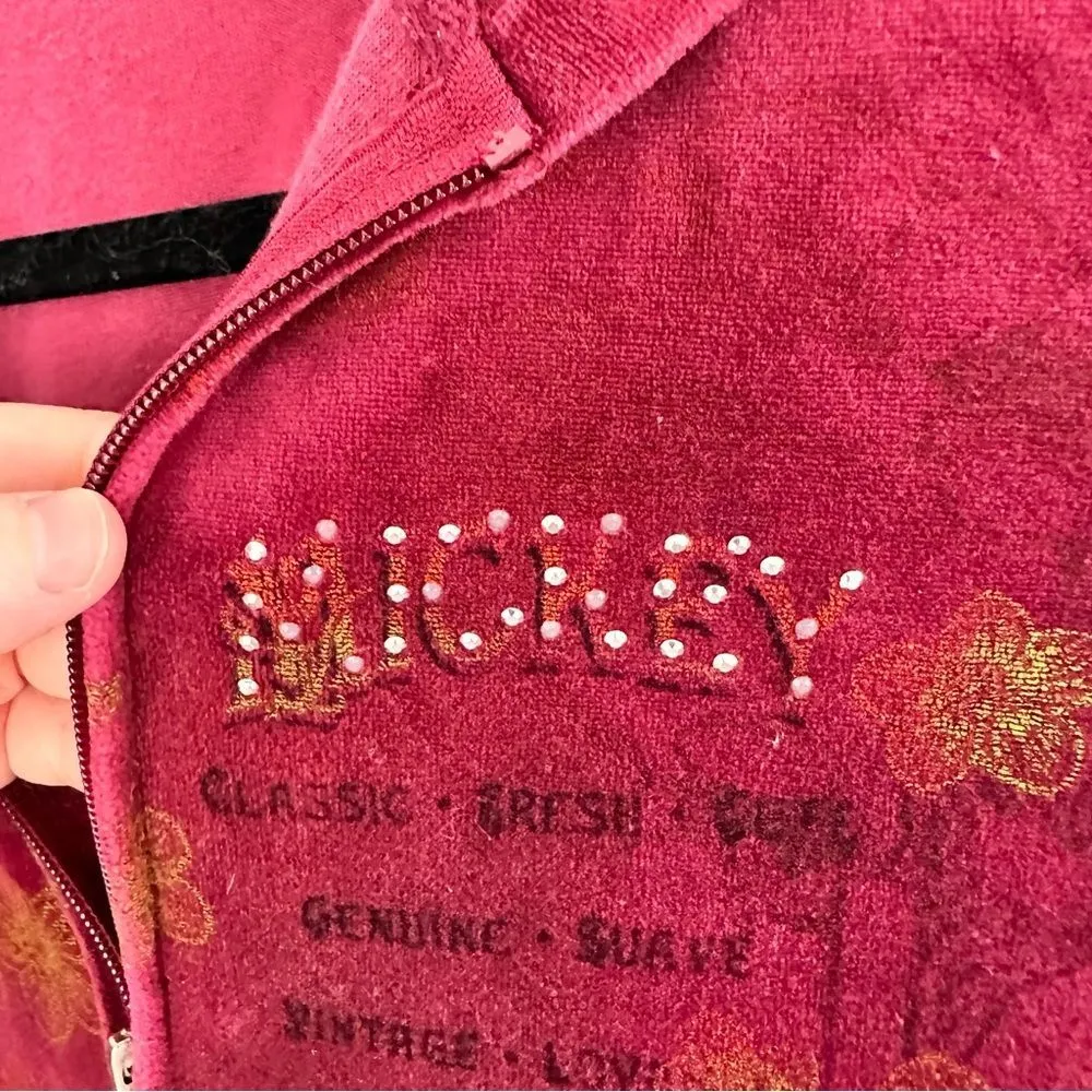 Vintage Disney Women’s Large Mickey Velour Zip Up Y2K 2000s Jacket - Image 5