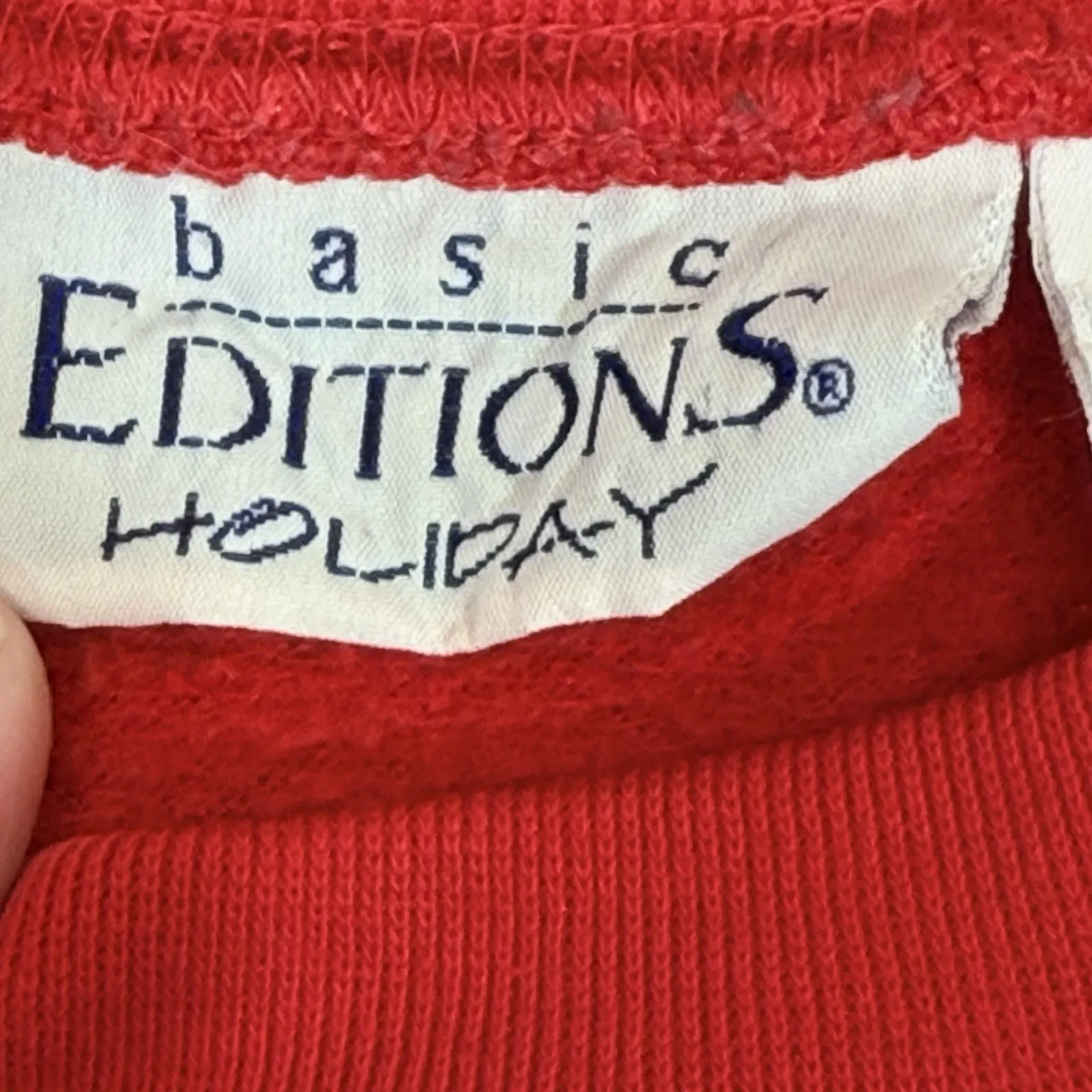 Basic Editions Sweatshirt Womens Large Red Christmas Embroidered Fleece Vintage Size undefined - Image 8