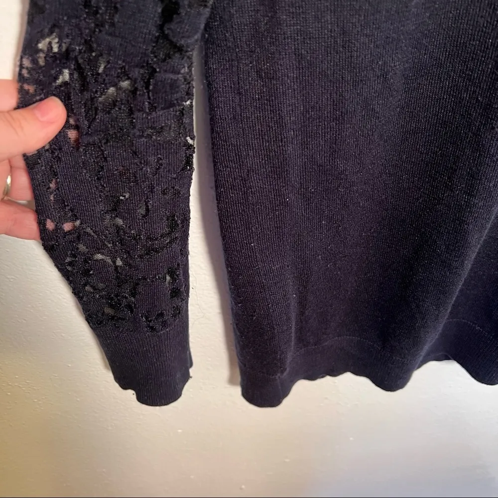 Saks Fifth Avenue Cold Shoulder Sweater Navy Blue - Image 6