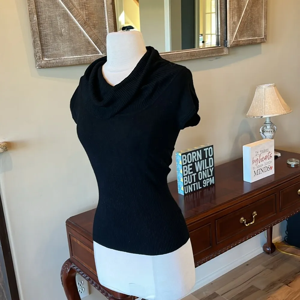 Black Cowl Drape Neck Comfy Sweater - Image 6