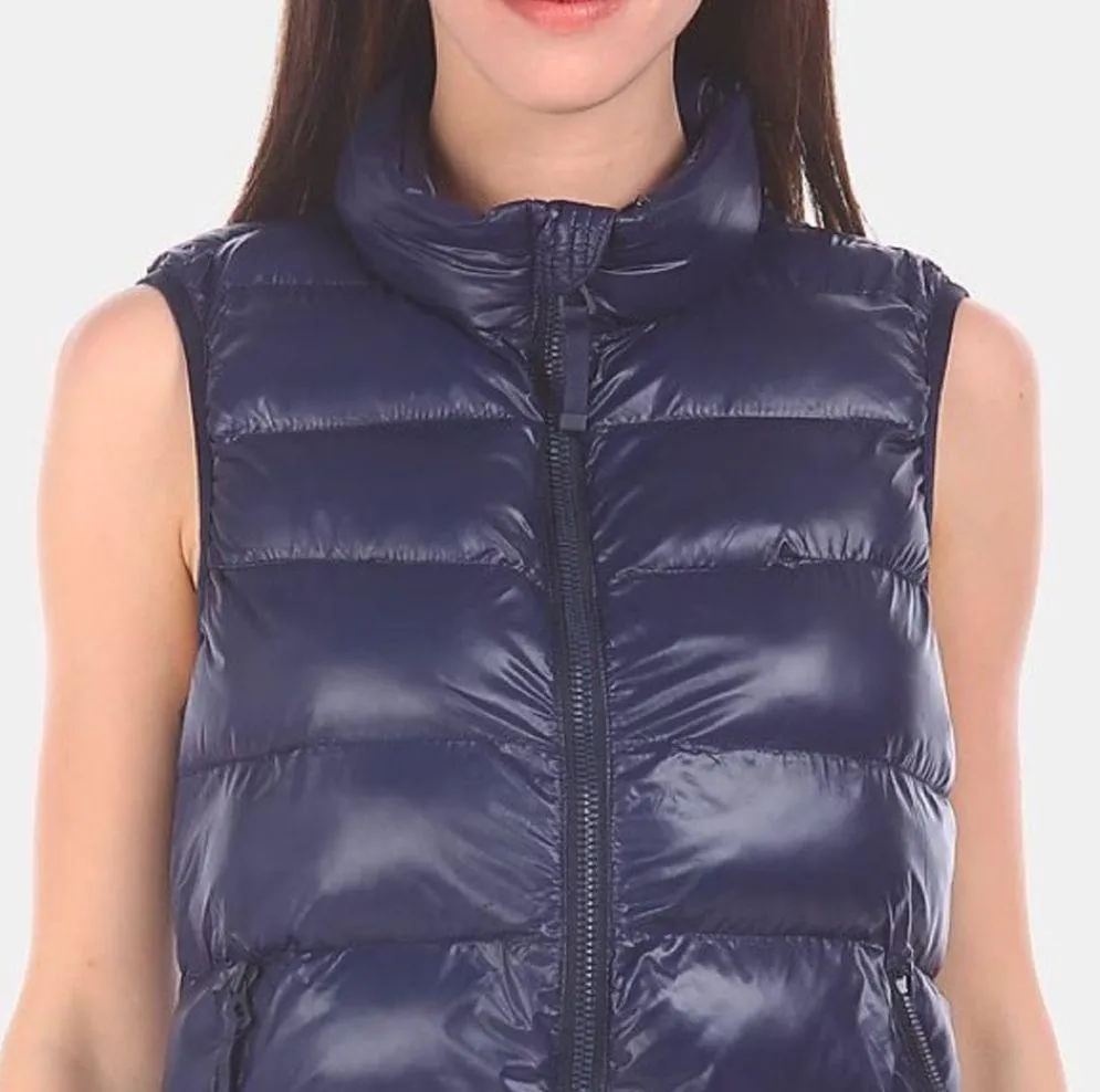 Gap Faux Fur Puffer Vest Jacket Navy Blue Cozy Primaloft Down Alternative XS new - Image 7