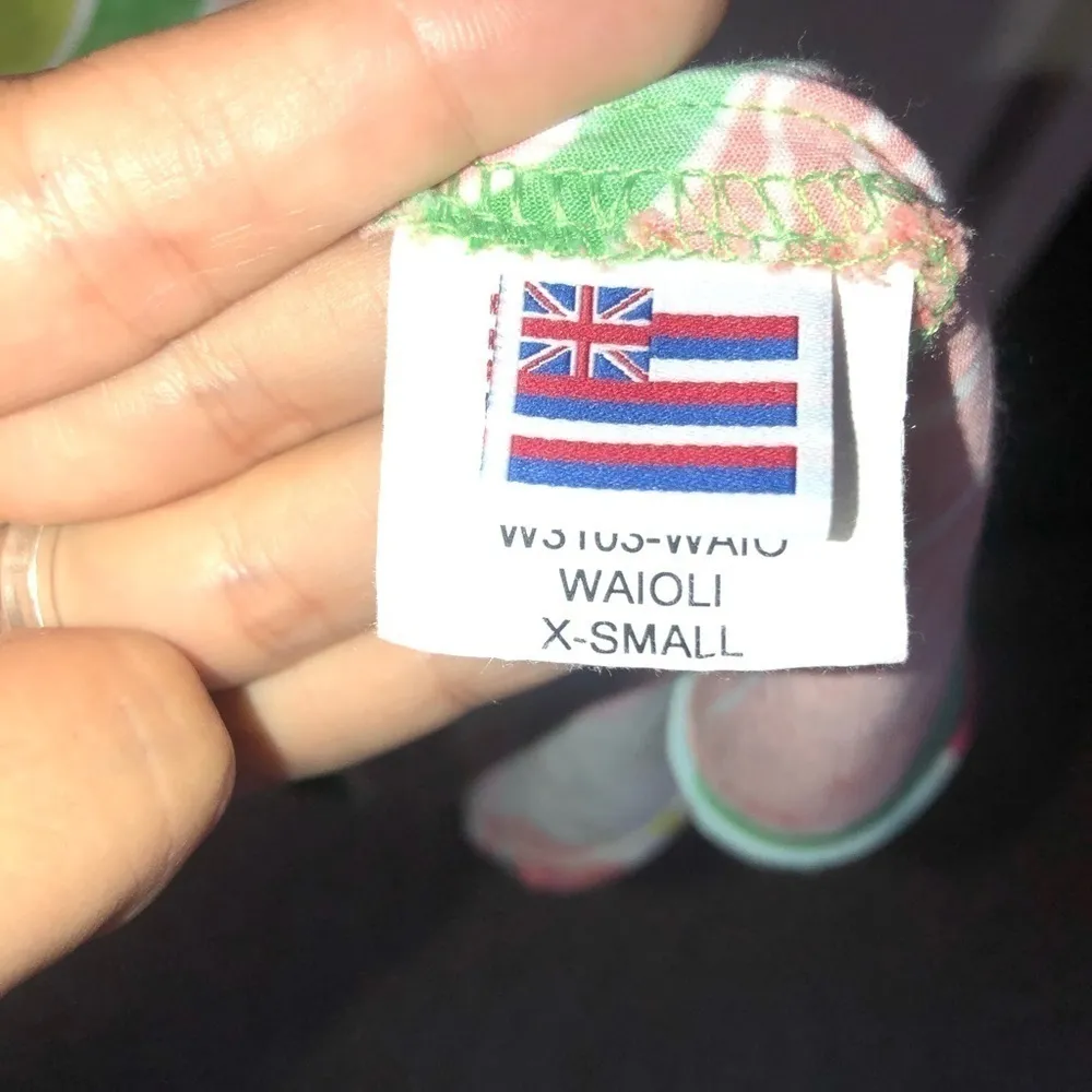 VTG Jams World Hawaiian Dress Cap Sleeve Keyhole Neon Floral Botanical Waioli XS - Image 11