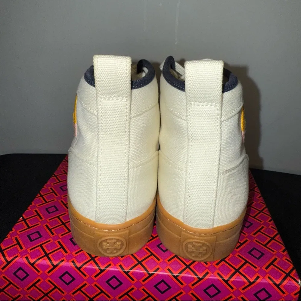 TORY BURCH T-Logo Canvas High-top Sneaker Ivory Women’s Size 8M New with Box - Image 6