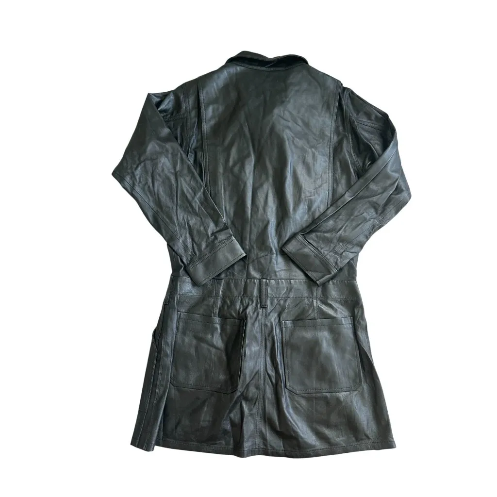 Frame  Black Leather Long Sleeve Mini Dress Size Small - Image 3