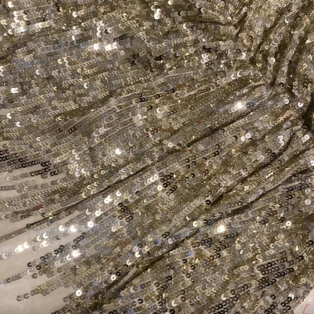 Sagaie Paris Women’s Vintage Sequined Silk Evening Mini Dress Size 4 ($400) Gold - Image 13