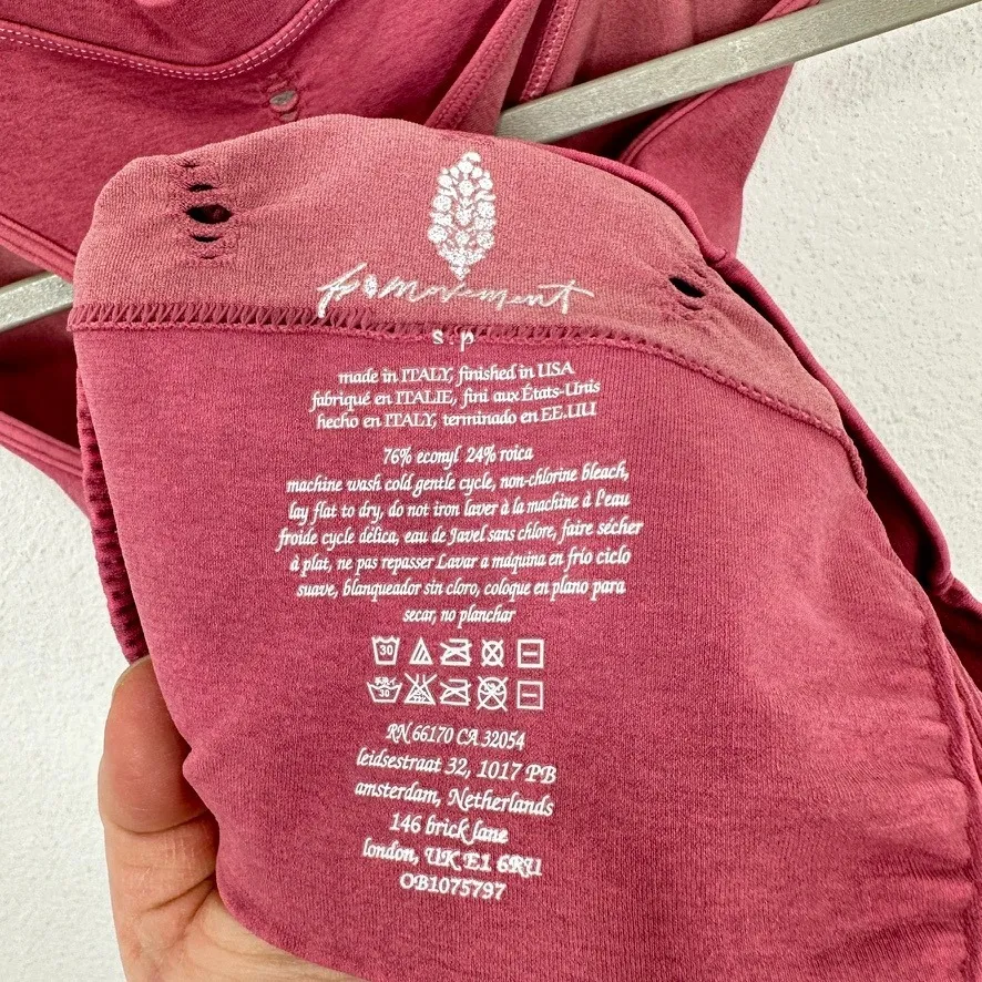 Free People Movement Ribbed Cropped Tank Top Bra Pink Seamless Racerback Size S - Image 3