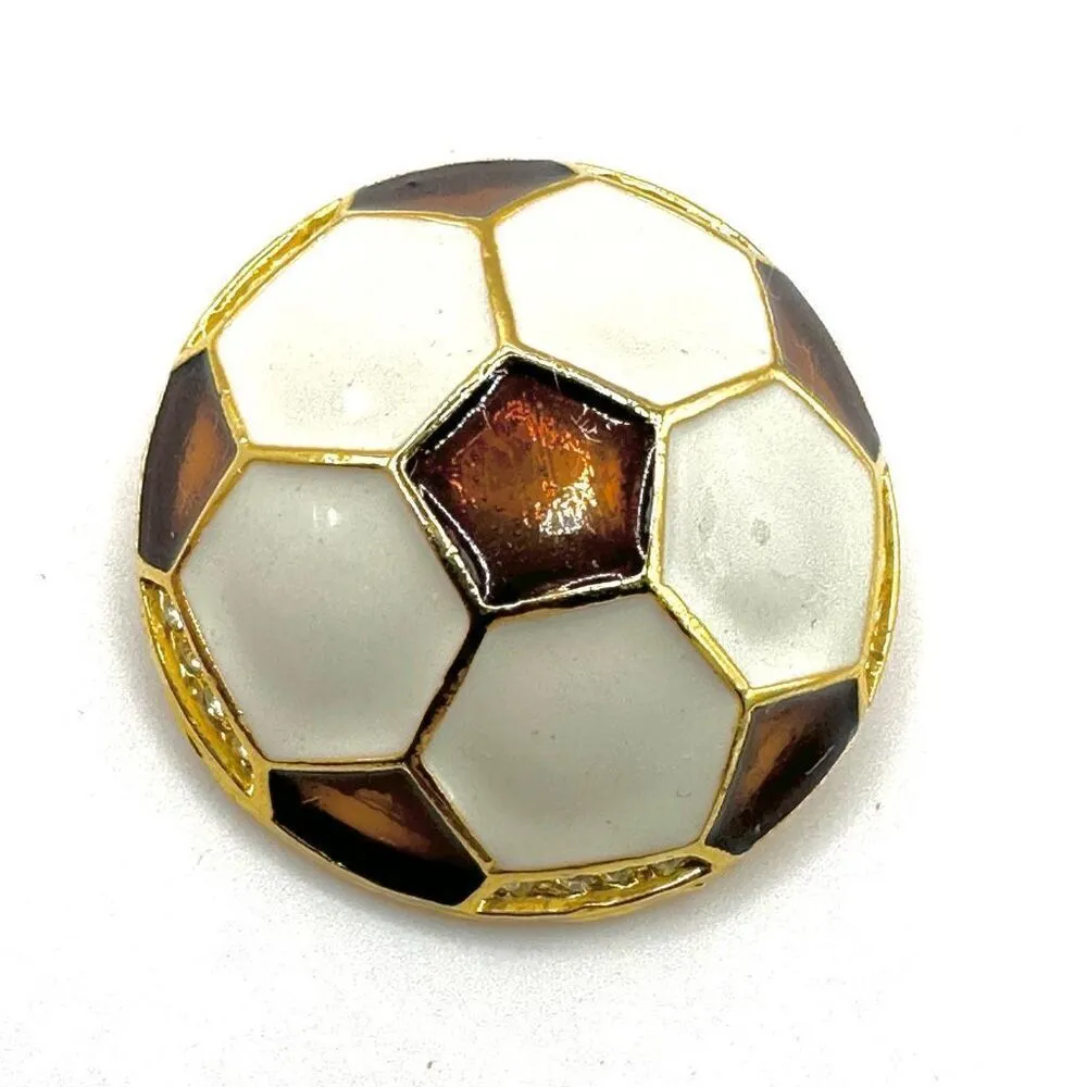 Vintage estate enamel soccer ball brooch pin - Image 2
